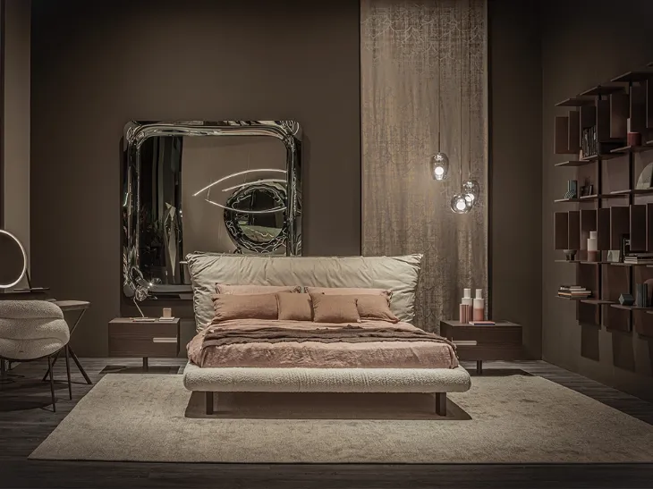 Letto di design Pascal in pelle e tessuto di Cattelan Italia