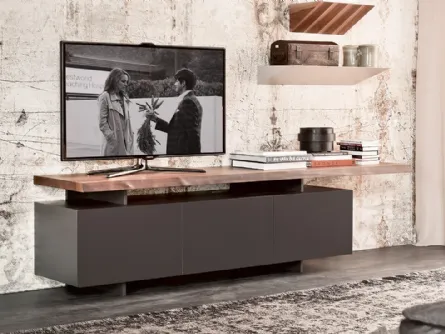 Mobile Porta Tv Seneca in laccato con top in legno di Cattelan Italia