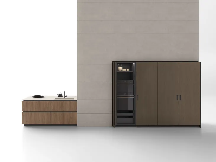 Cucina Moderna con penisola Ante Rientranti 03 di Valdesign